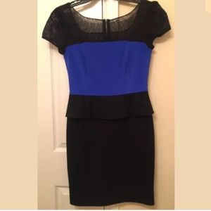 NWOT CK Short Sleeves Dress Black/Blue Size 2